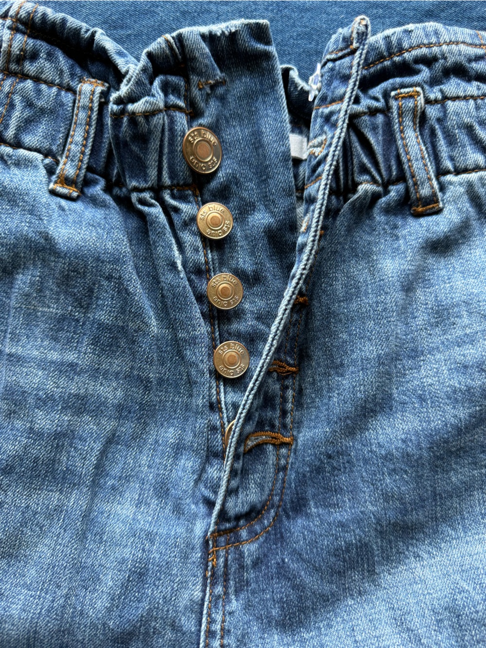 STS Blue Paperbag Waist Denim Shorts in Blue